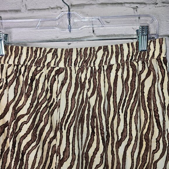 WOMENS WIDE LEG PANTS TIGER/ZEBRA STRIPES TAN AND BROWN SIZE MED - Picture 6 of 7